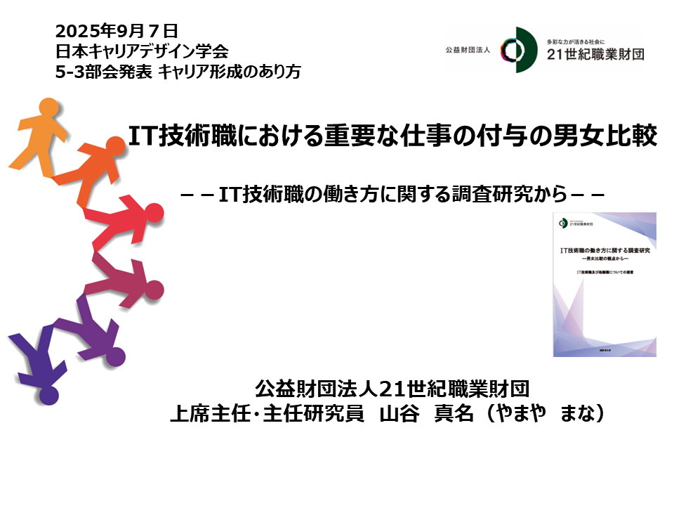 日本キャリアデザイン学会第21研究大会にて、主任研究員の山谷真名が研究発表しました